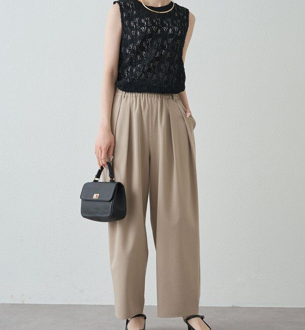  「ストレッチレースノースリーブTシャツ」|Tシャツ・カットソー|