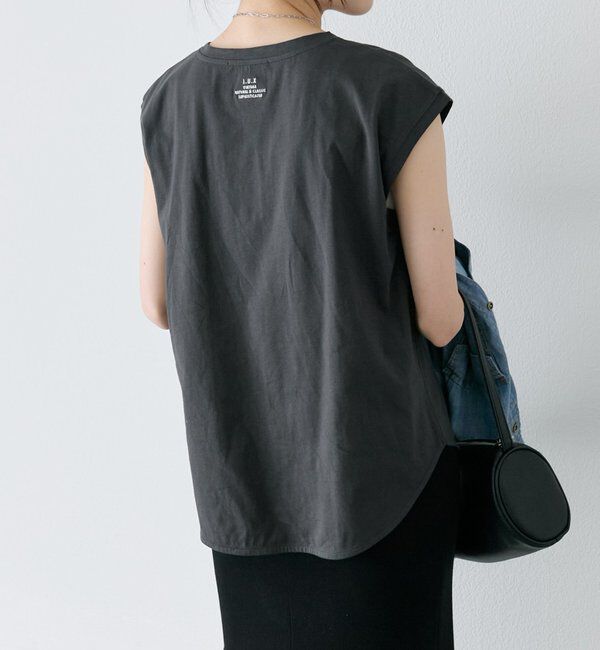  「【汗ジミ防止加工】ワンポイントロゴ刺繍フレンチスリーブTシャツ」|Tシャツ・カットソー|