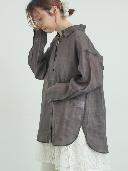 Samansa Mos2「シアーリネンシャツ」|シャツ・ブラウス|