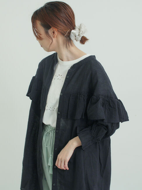 Samansa Mos2「切替フリルチュニック」|シャツ・ブラウス|