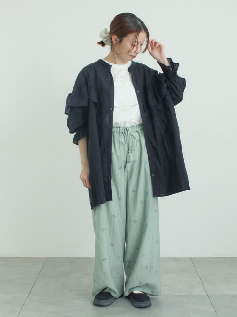 Samansa Mos2「切替フリルチュニック」|シャツ・ブラウス|