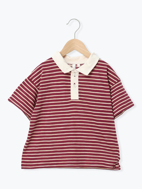 Samansa Mos2 Lagom「マルチボーダーポロシャツ」|Tシャツ・カットソー|ボルドー