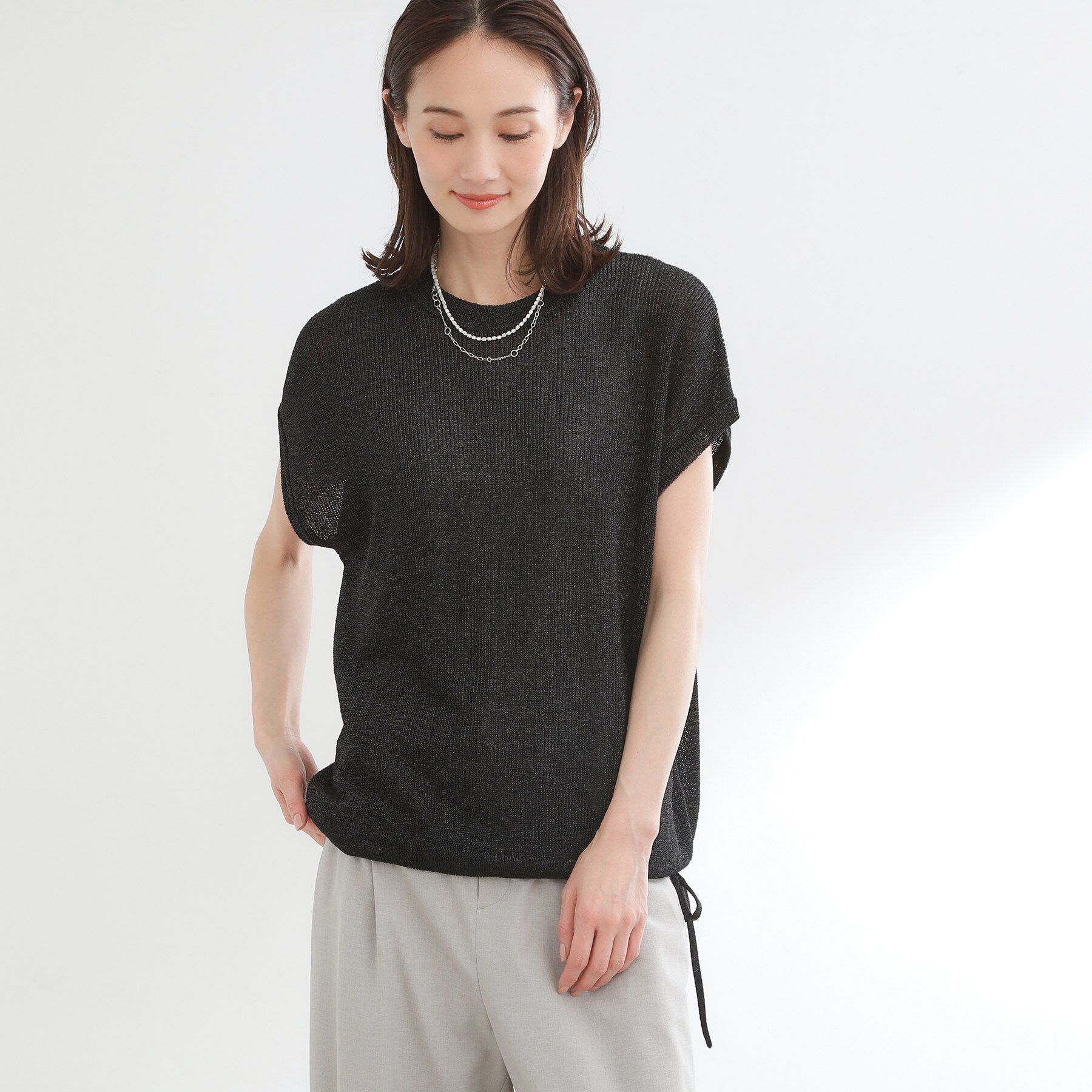 Reflect「【レイヤードにおすすめ◎】畦編みフレンチスリーブトップス」|ニット・セーター|