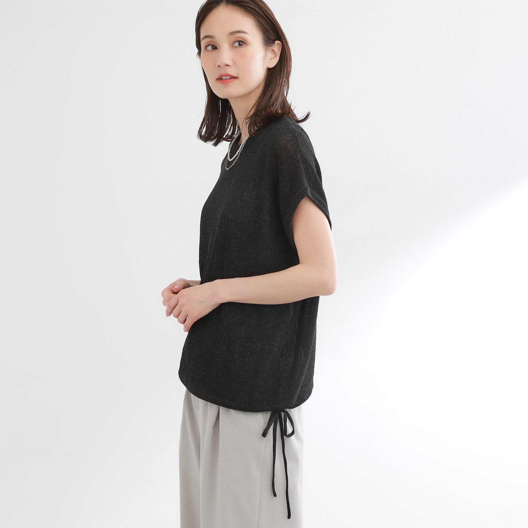 Reflect「【レイヤードにおすすめ◎】畦編みフレンチスリーブトップス」|ニット・セーター|