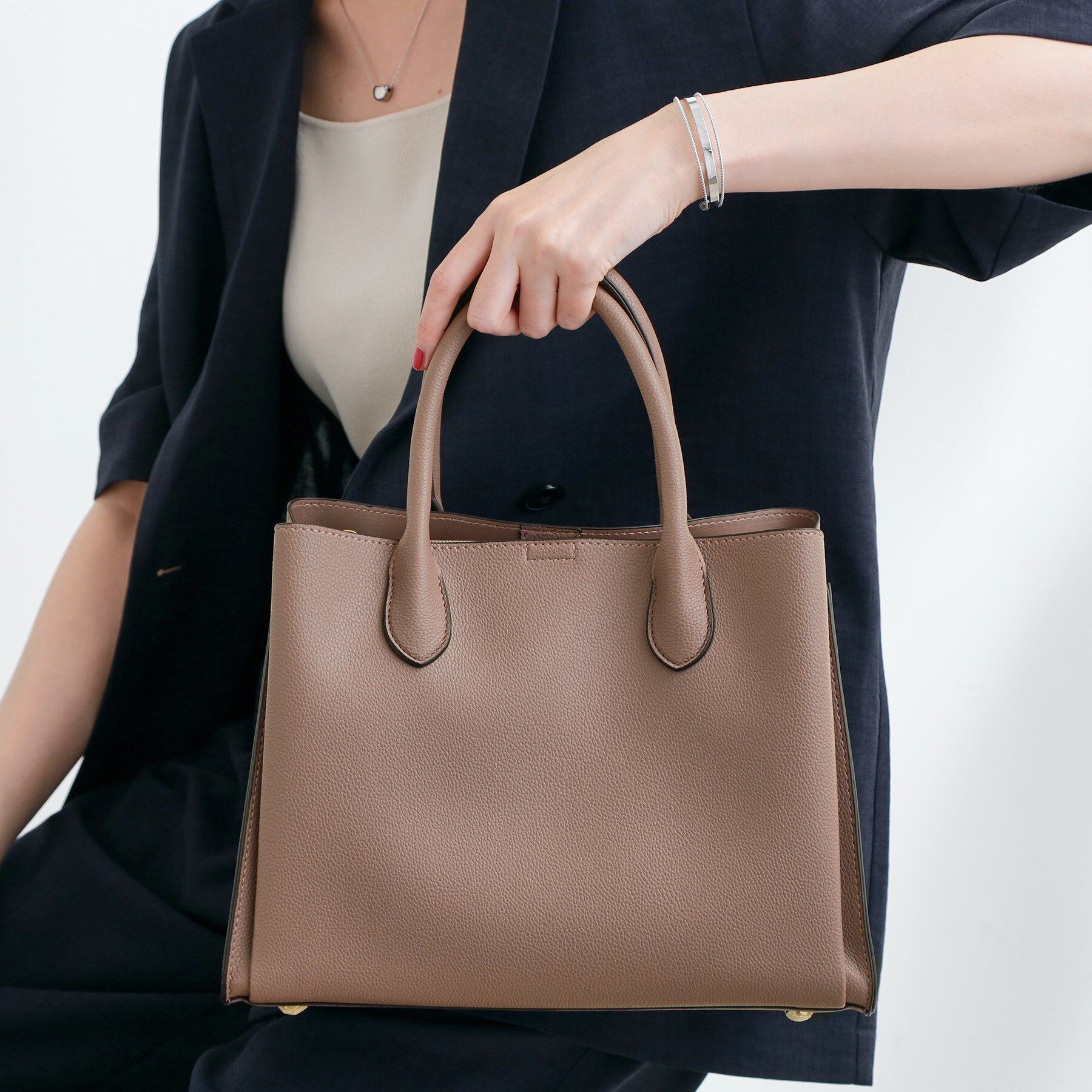 grove「【人間工学】中仕切りバイカラー2WAYトート」|トートバッグ|ピンク(573)