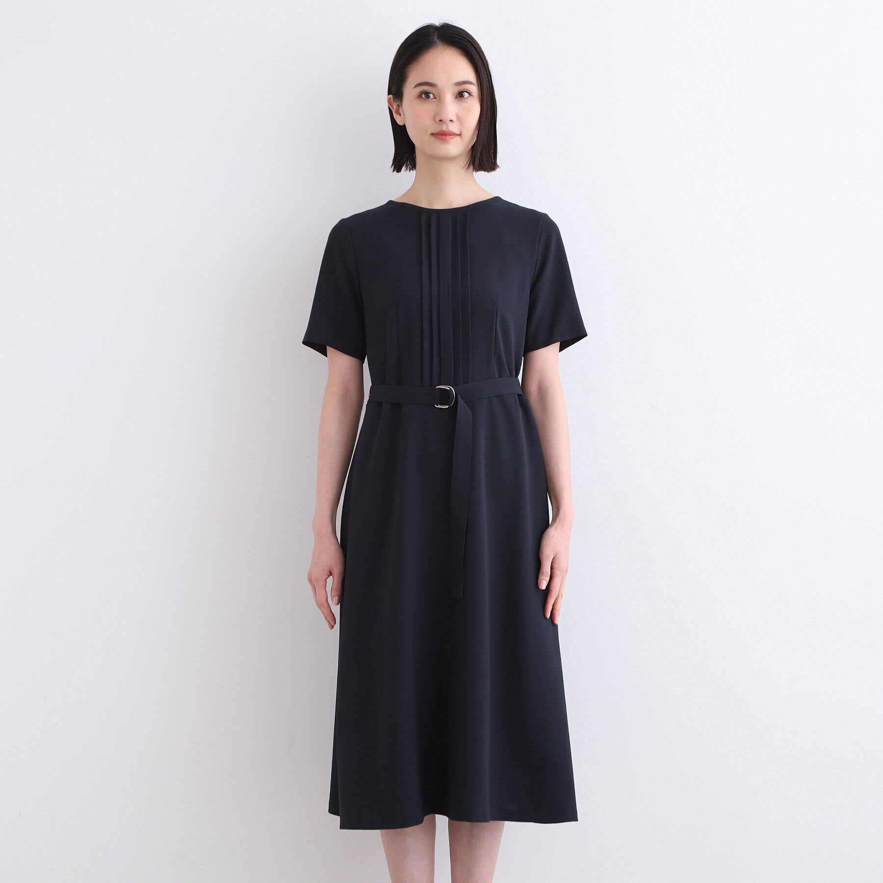 INDIVI「【洗える／UVケア／SETUP可能】ウール調フィット＆フレアワンピース」|ワンピース|