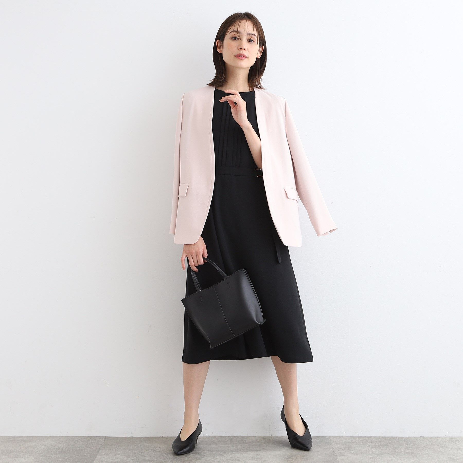 INDIVI「【洗える／UVケア／SETUP可能】ウール調フィット＆フレアワンピース」|ワンピース|