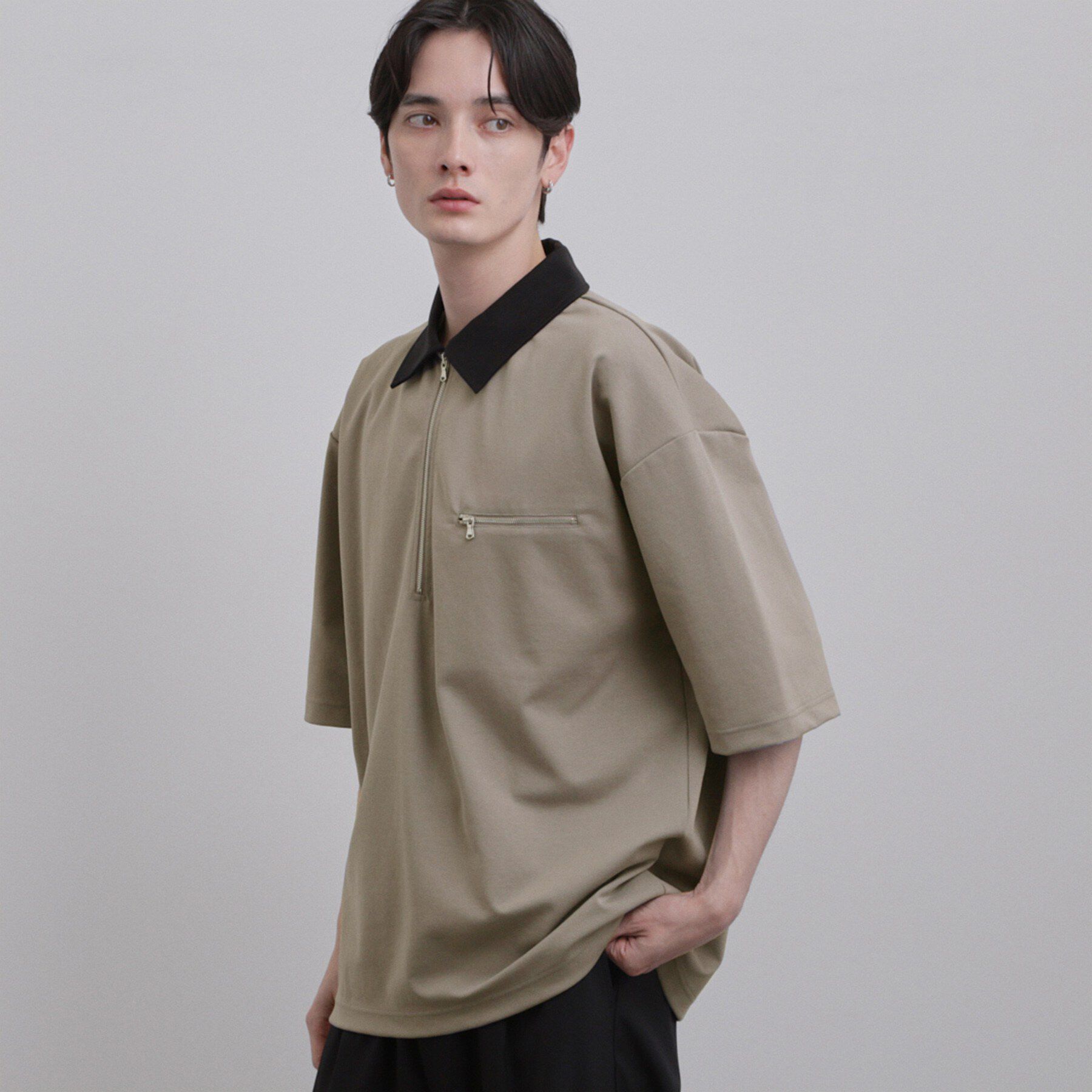 tk.TAKEO KIKUCHI「配色ハーフジップカットソー」|Tシャツ・カットソー|グレー(012)