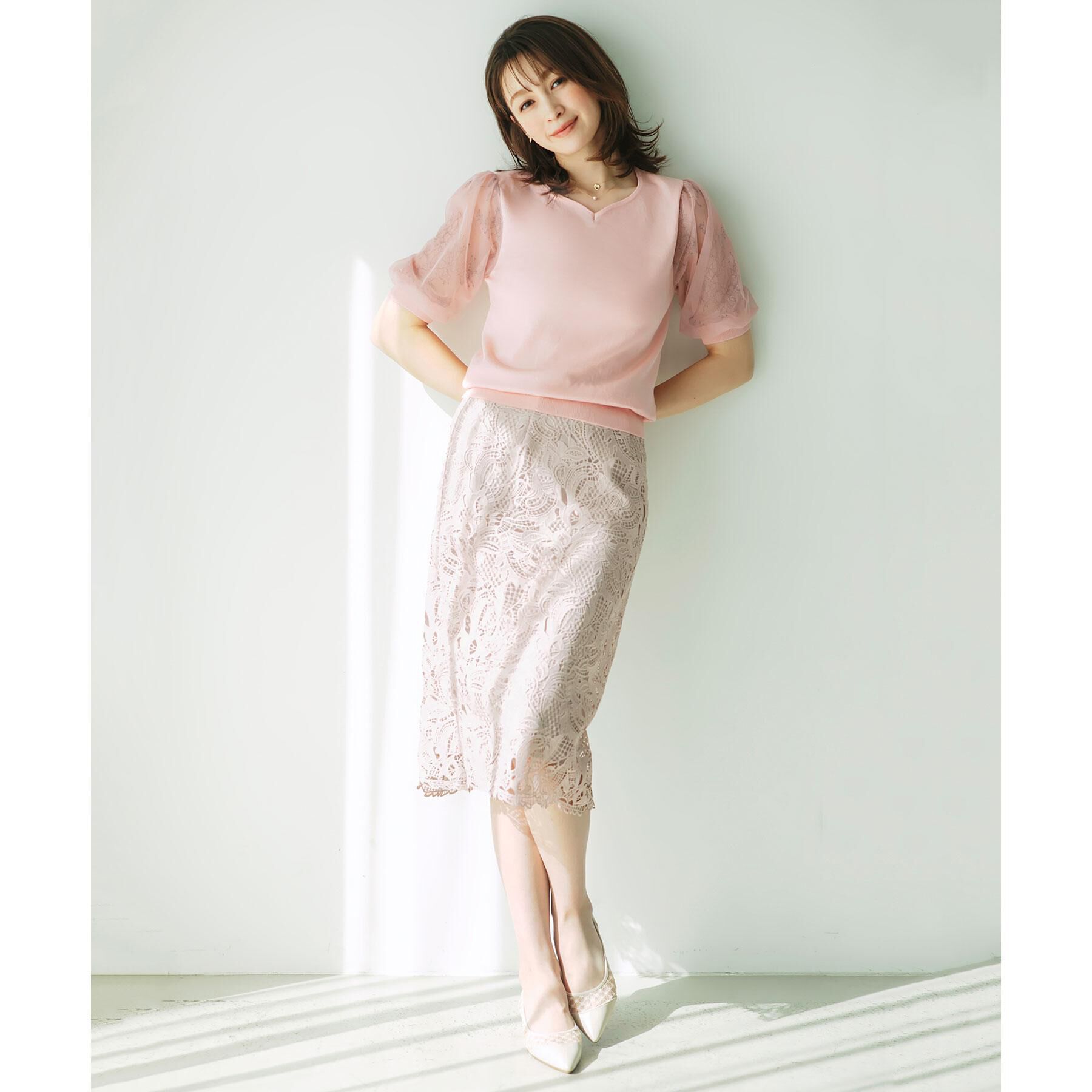 index「チュールレーススリーブニット【洗濯機洗い可】」|ニット・セーター|