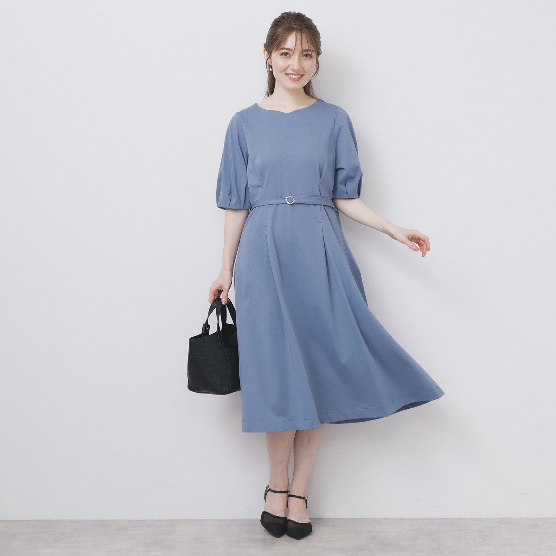 index「ハートネックパフワンピース【洗濯機洗い可/UVケア/接触冷感】」|ワンピース|