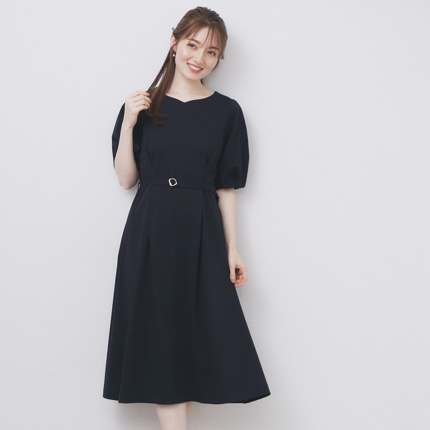 index「ハートネックパフワンピース【洗濯機洗い可/UVケア/接触冷感】」|ワンピース|