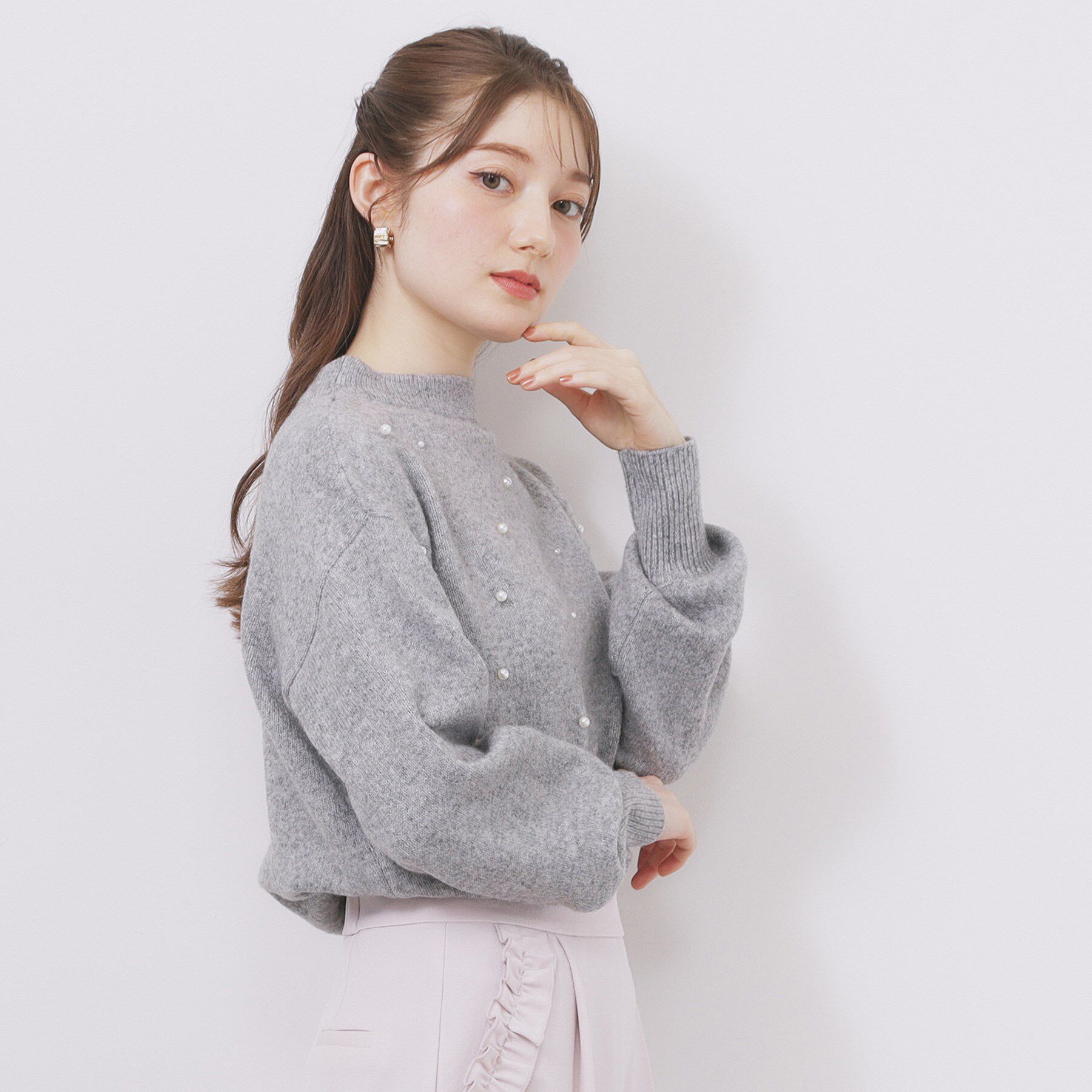 index「フェイクパールふわふわニット【洗濯機OK】」|ニット・セーター|