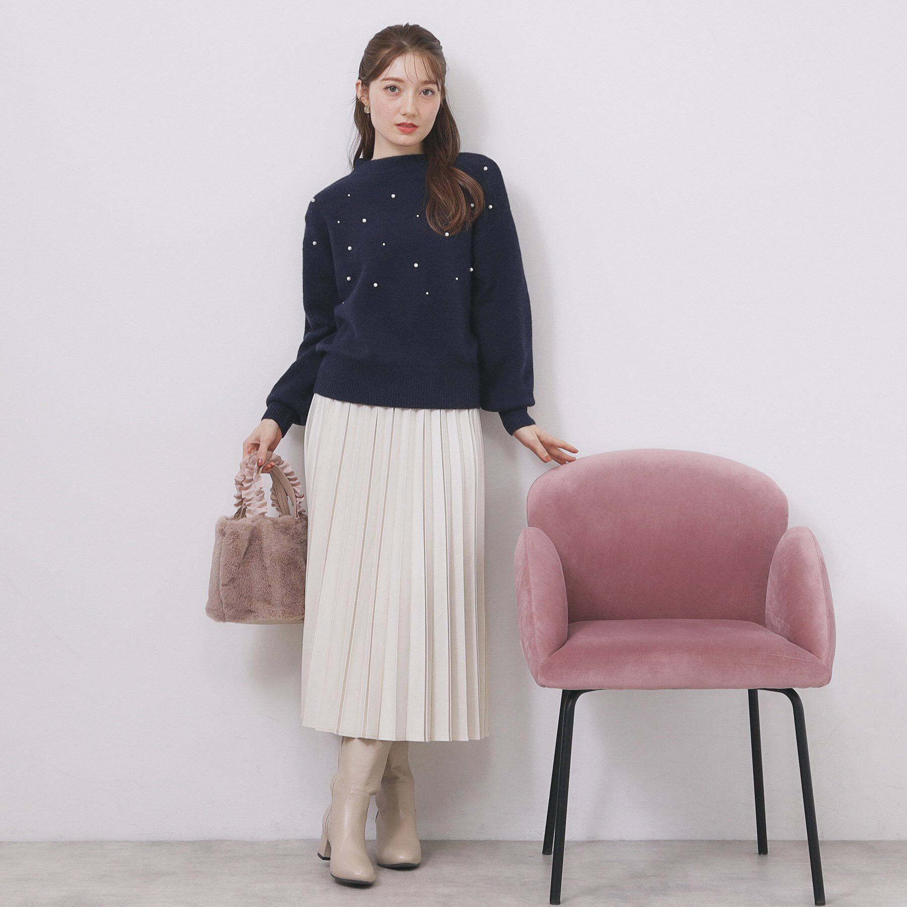 index「フェイクパールふわふわニット【洗濯機OK】」|ニット・セーター|