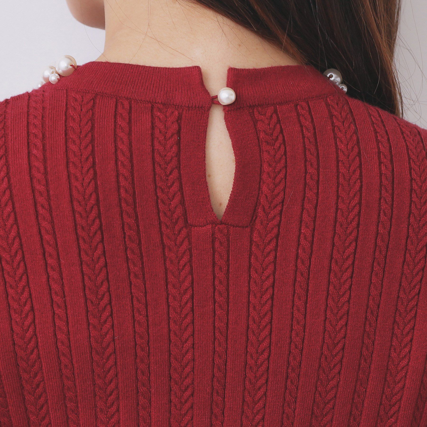 index「パール調ネックケーブルニット【洗濯機OK】」|ニット・セーター|