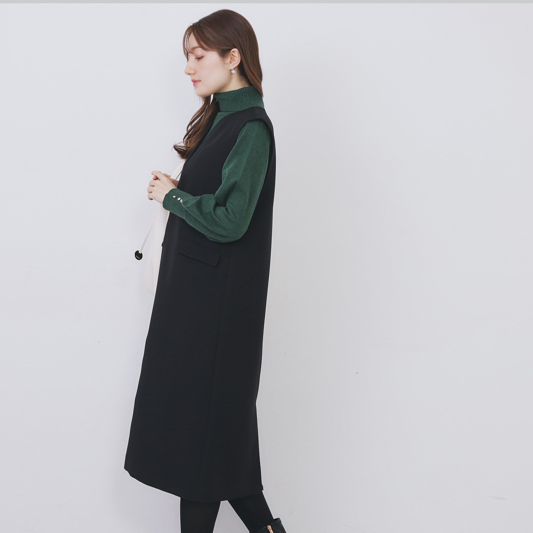 index「キーネックジャンスカ【洗濯機OK/防シワ/イージーアイロン】」|ワンピース|