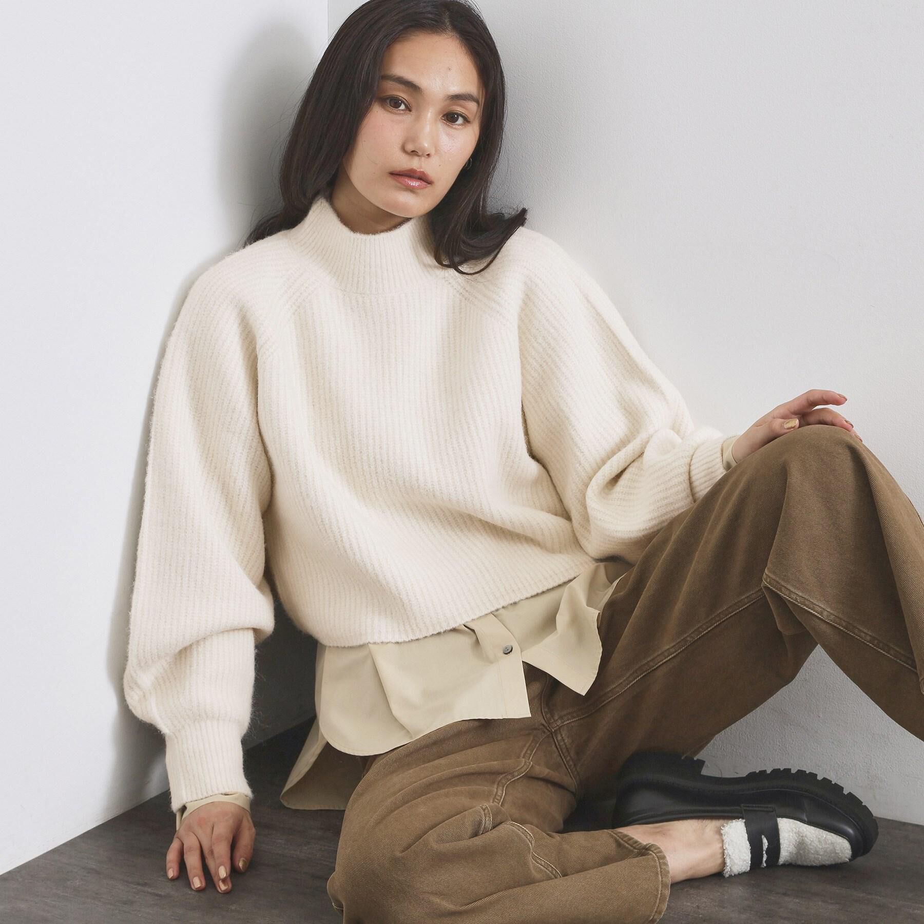 OPAQUE.CLIP「MIXミドルゲージショートあぜニット【洗濯機OK】」|ニット・セーター|