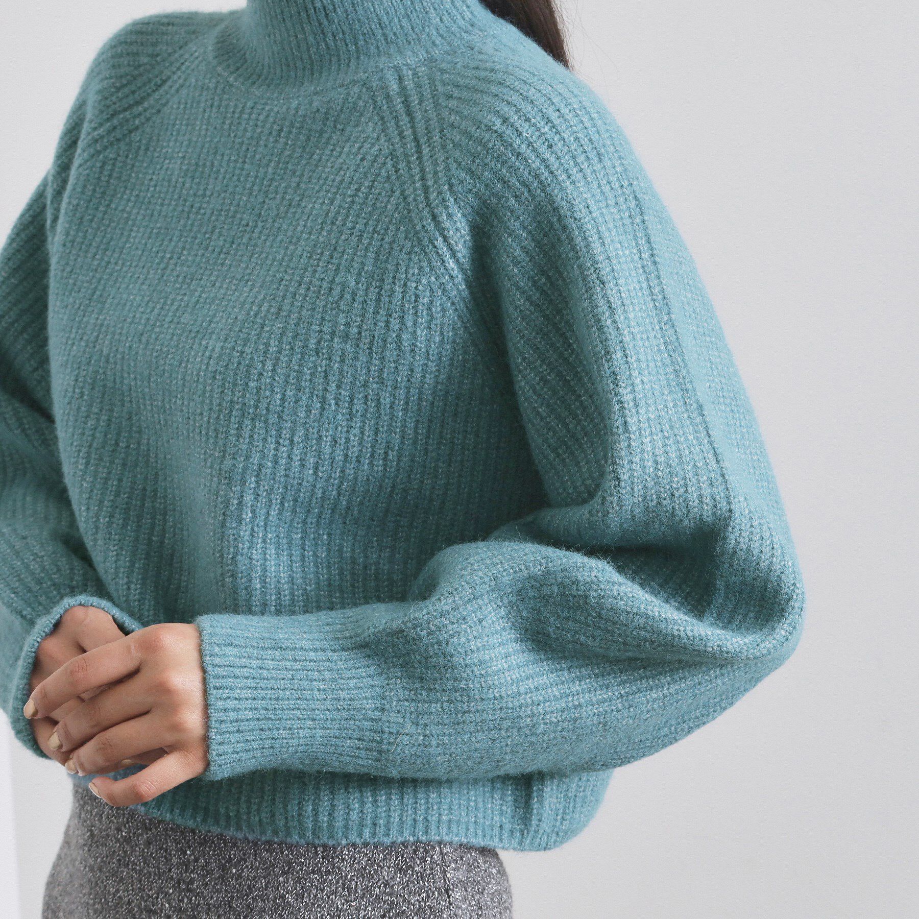 OPAQUE.CLIP「MIXミドルゲージショートあぜニット【洗濯機OK】」|ニット・セーター|