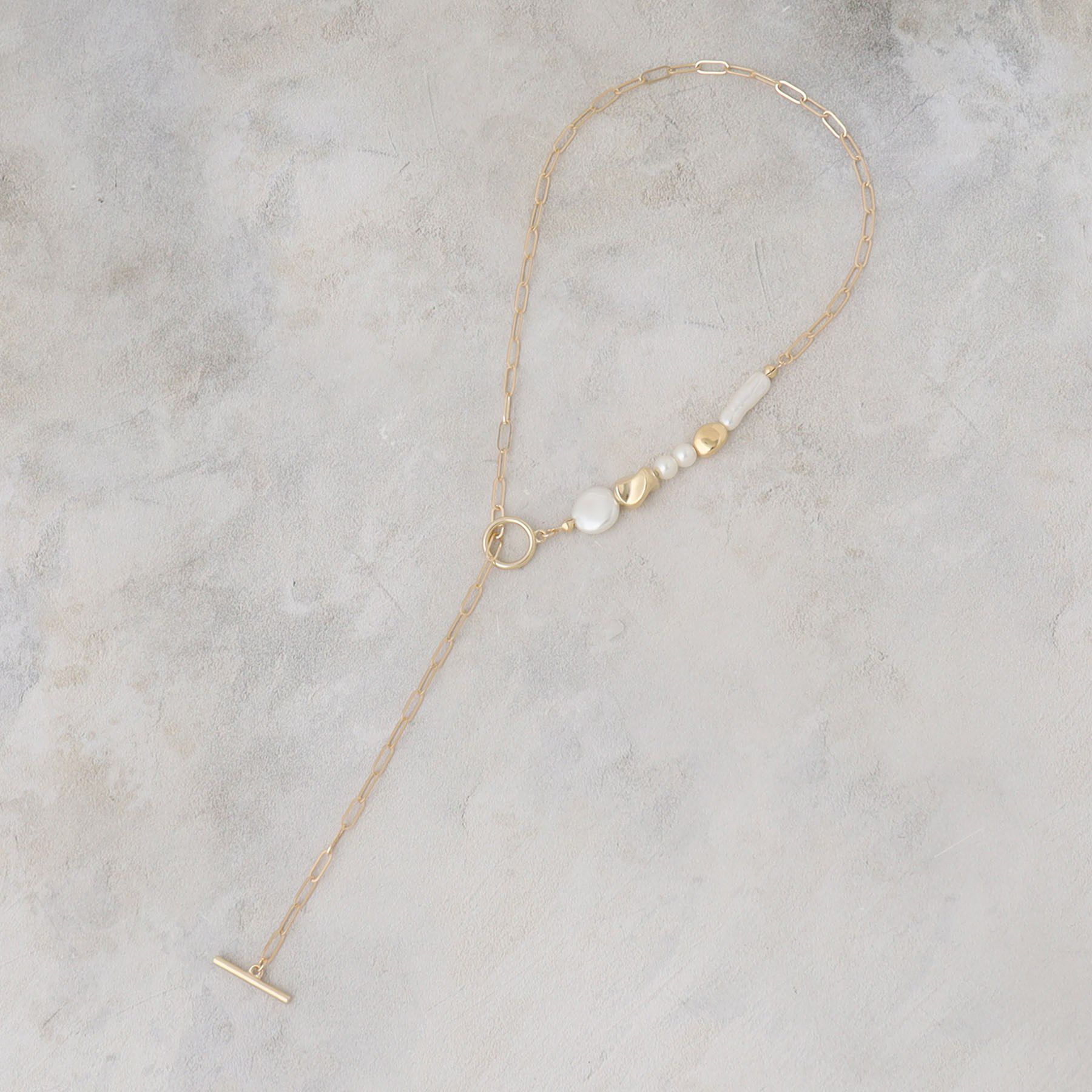 OPAQUE.CLIP「パール調ビーズ&times;メタル チェーンネックレス」|ネックレス|ゴールド(007)