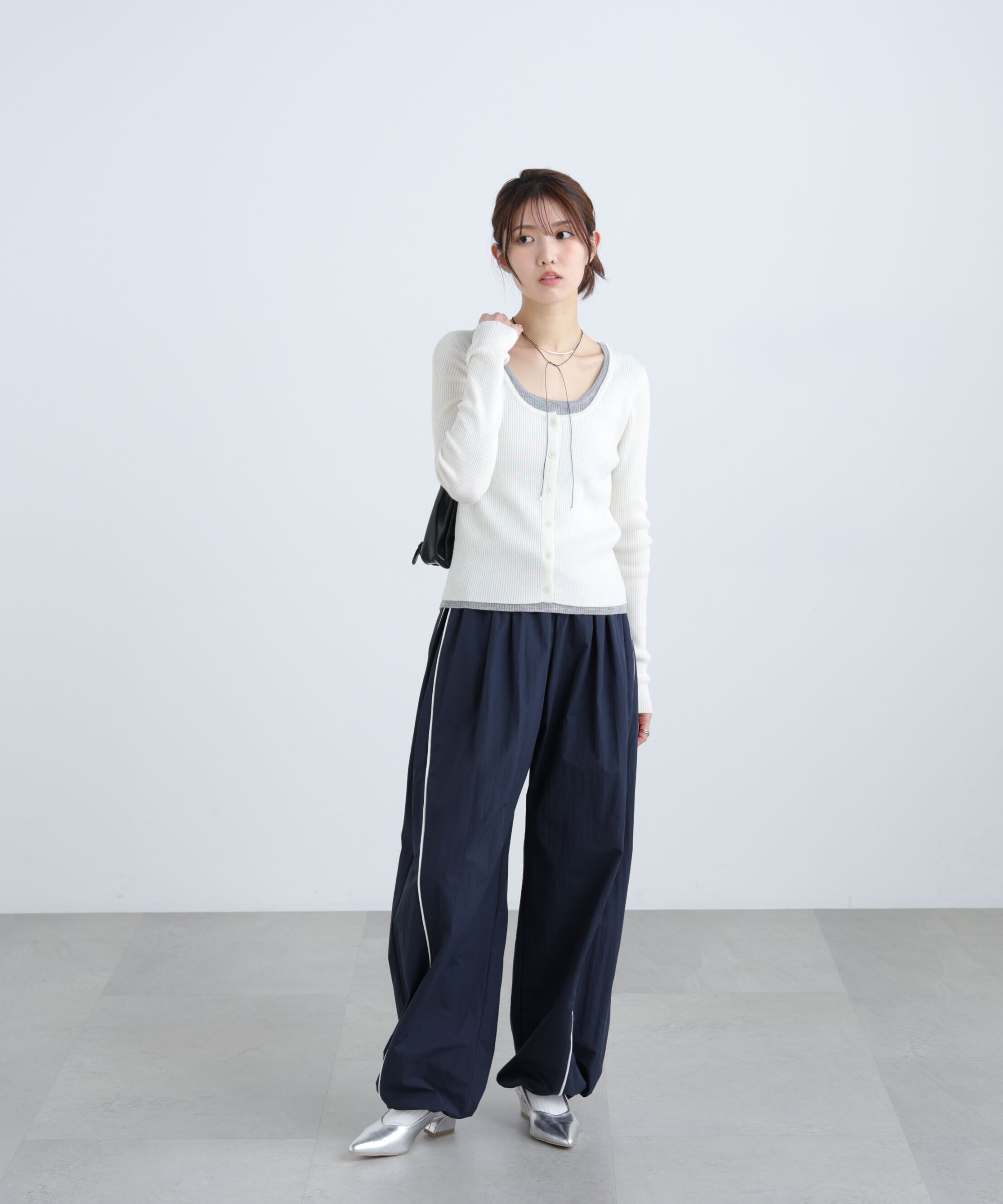  「配色レイヤードリブニットカーディガン」|ニット・セーター|