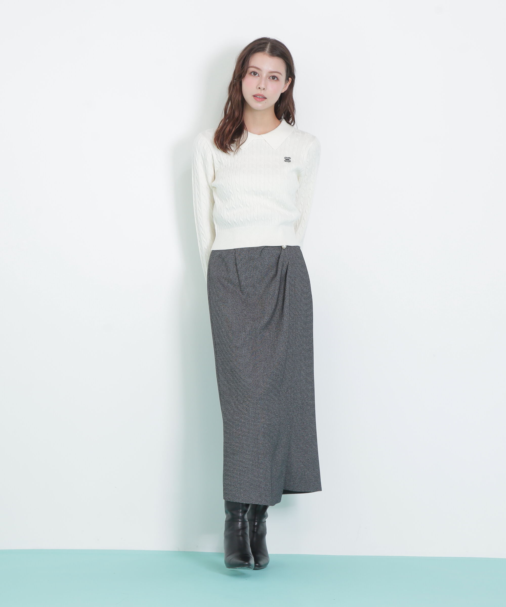  「レイヤード衿ケーブルニット」|ニット・セーター|