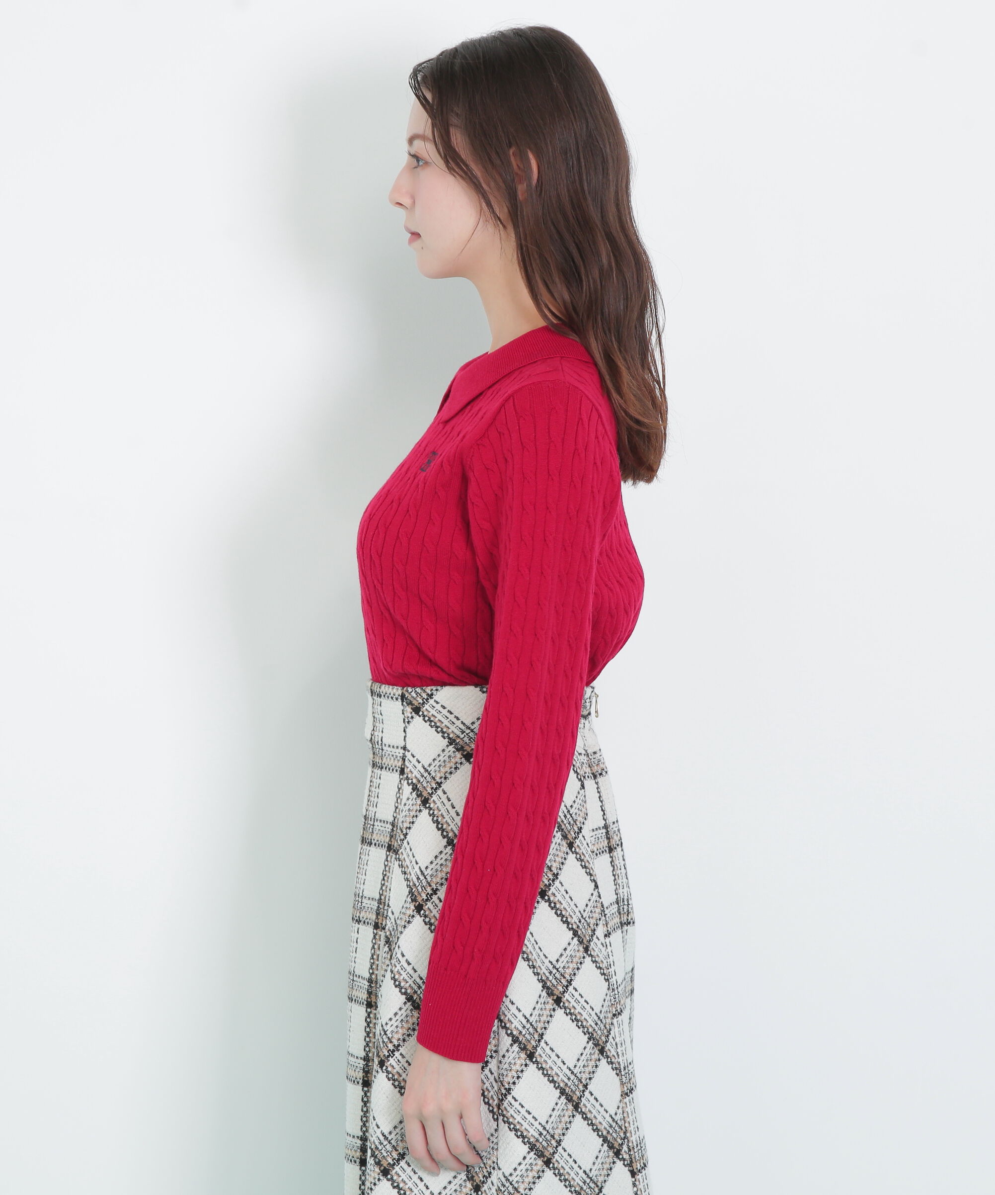  「レイヤード衿ケーブルニット」|ニット・セーター|
