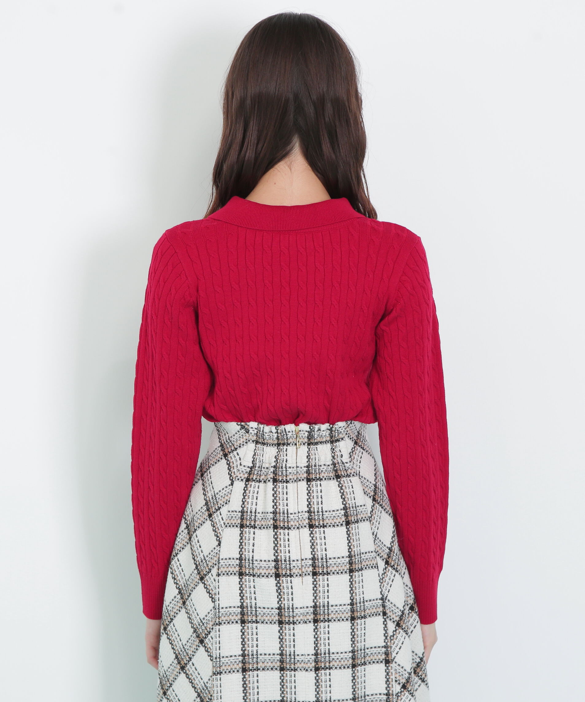  「レイヤード衿ケーブルニット」|ニット・セーター|