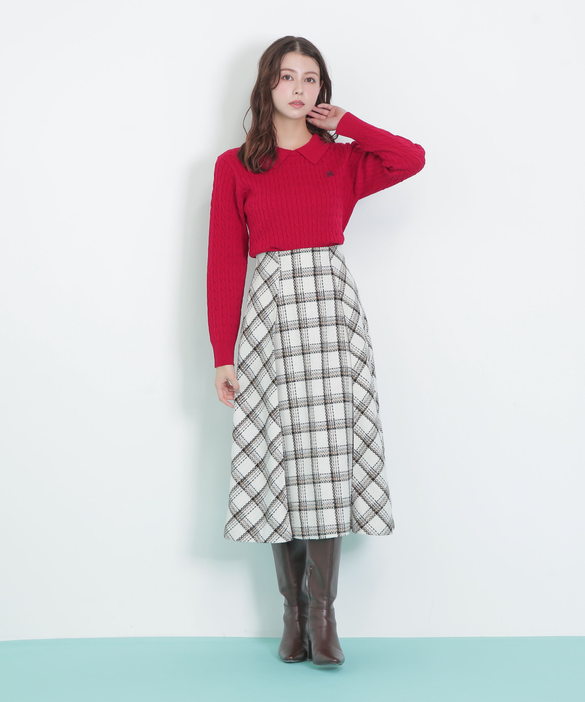  「レイヤード衿ケーブルニット」|ニット・セーター|