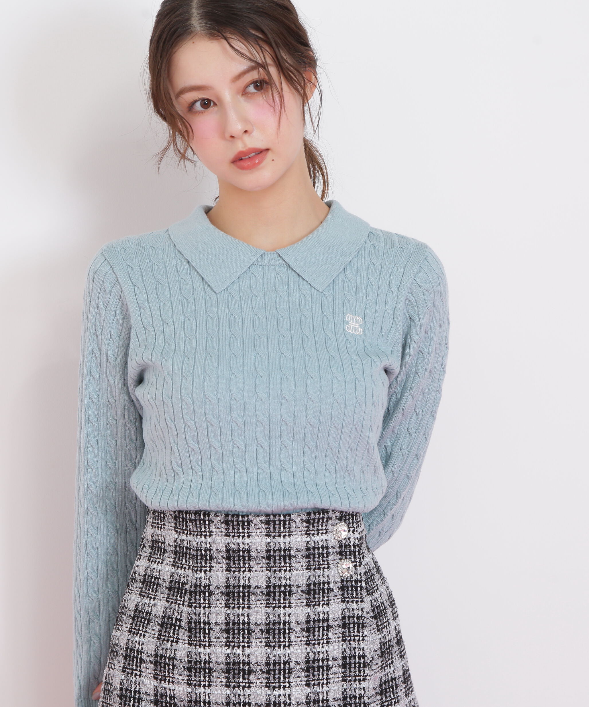  「レイヤード衿ケーブルニット」|ニット・セーター|