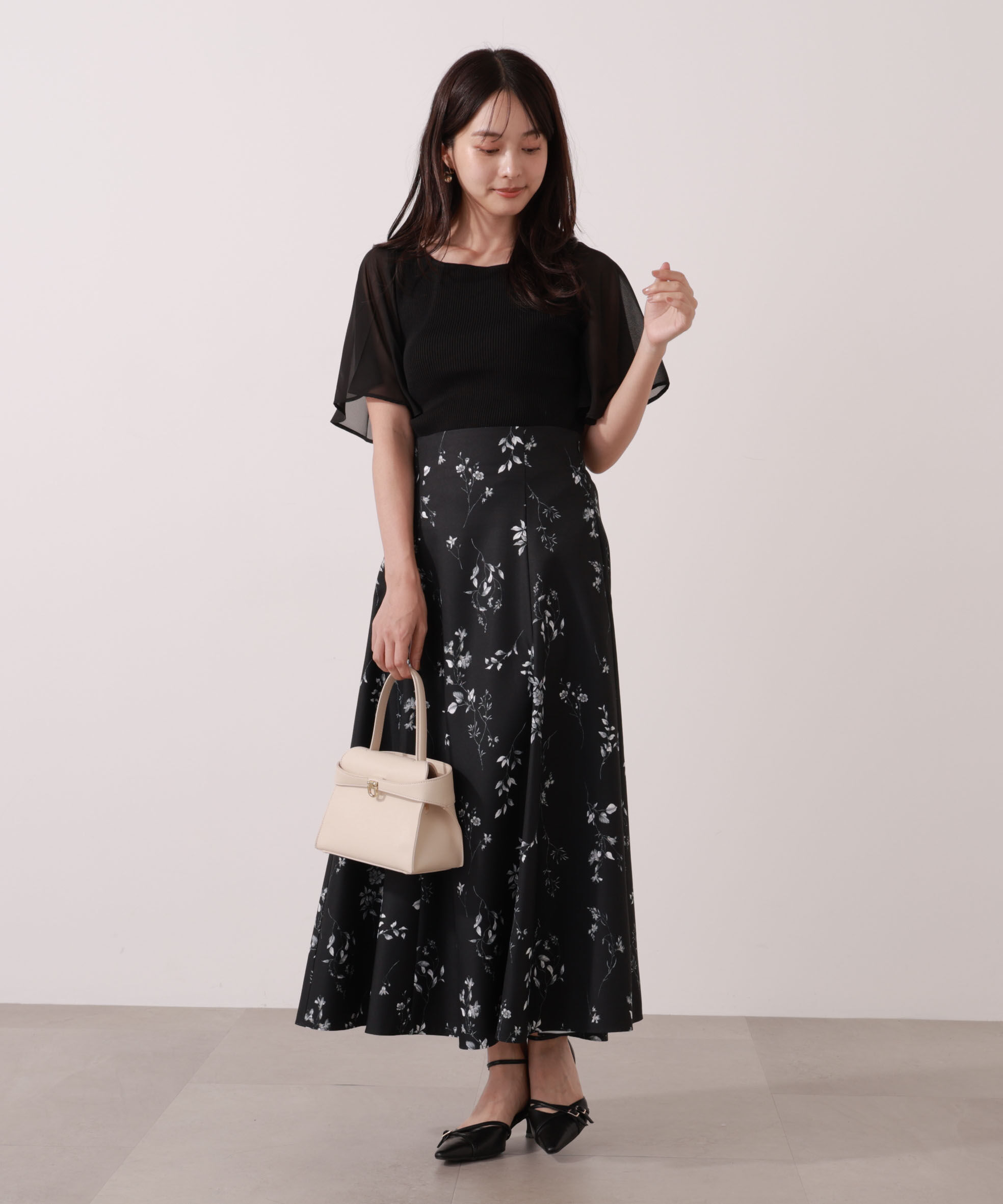 PROPORTION BODY DRESSING「シアーフレアスリーブリブニット」|ニット・セーター|