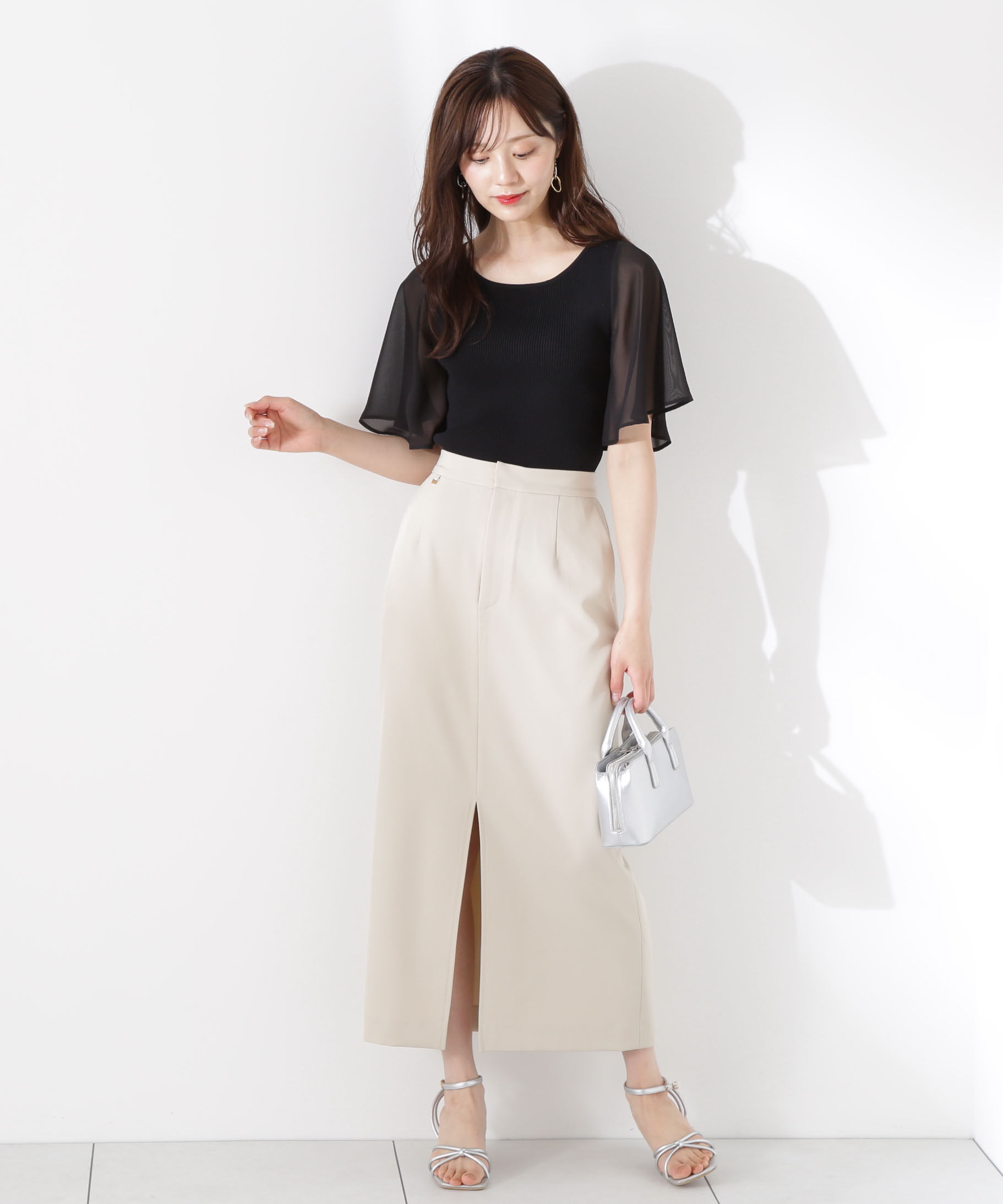 PROPORTION BODY DRESSING「シアーフレアスリーブリブニット」|ニット・セーター|