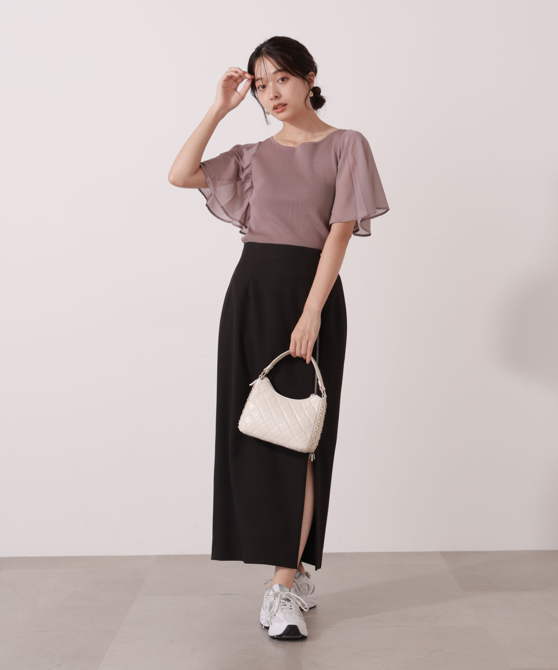 PROPORTION BODY DRESSING「シアーフレアスリーブリブニット」|ニット・セーター|