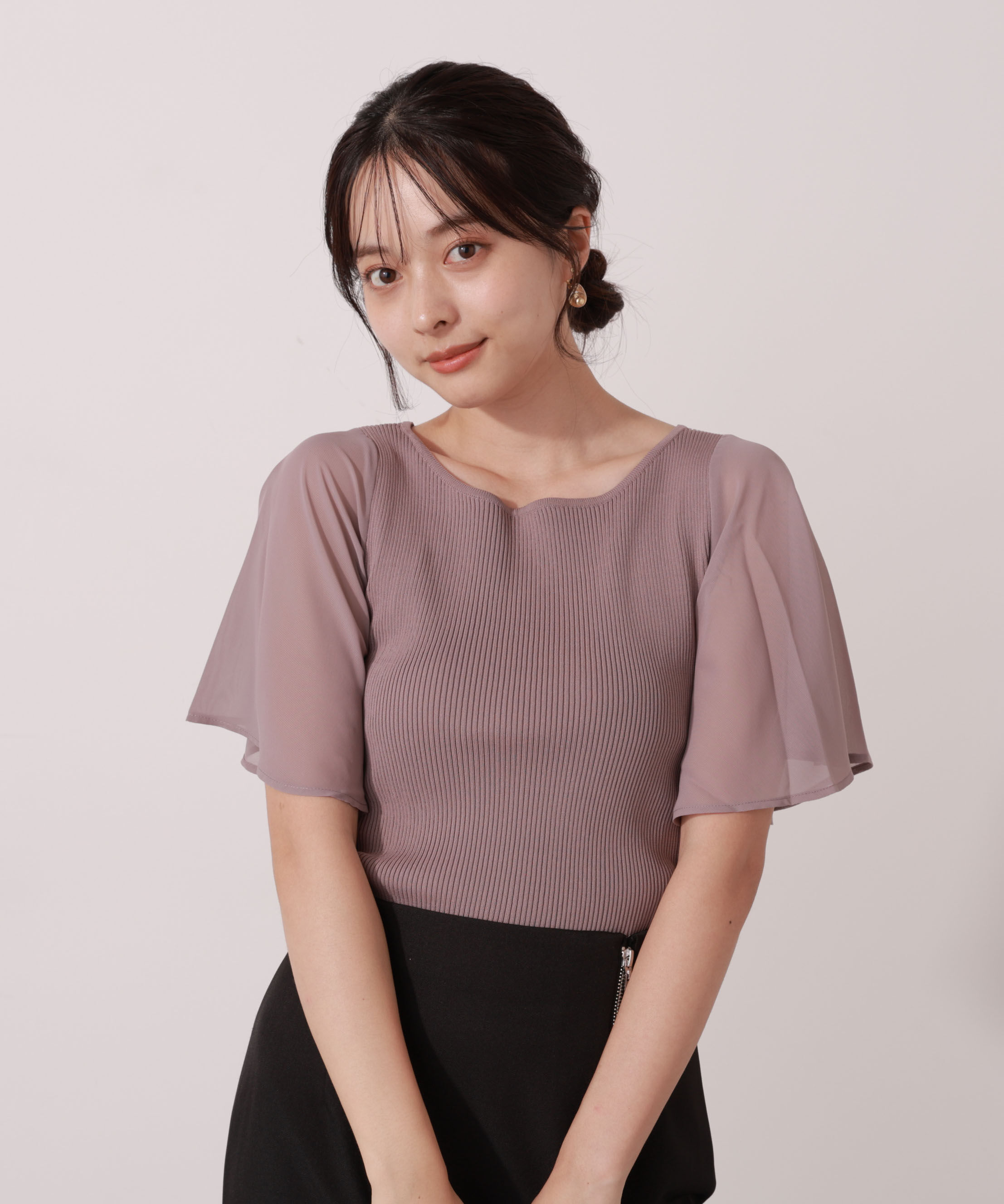 PROPORTION BODY DRESSING「シアーフレアスリーブリブニット」|ニット・セーター|