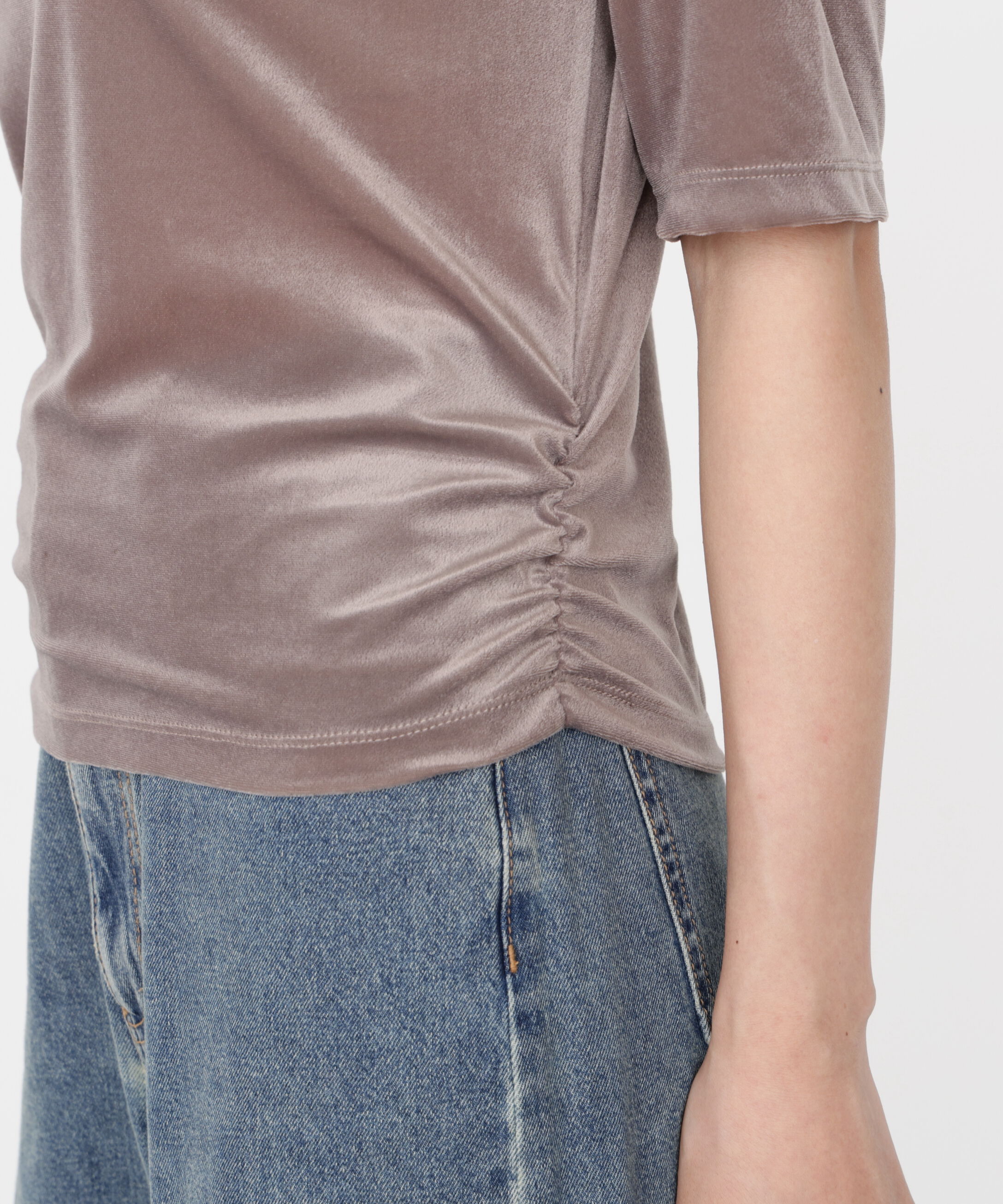 PROPORTION BODY DRESSING「＜ハンドウォッシャブル＞シアーベロア5分袖トップス」|Tシャツ・カットソー|