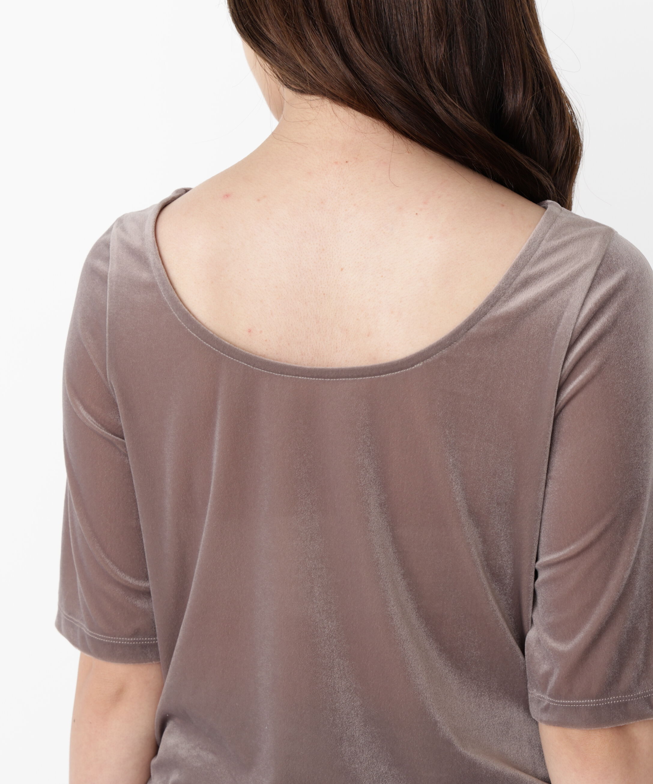 PROPORTION BODY DRESSING「＜ハンドウォッシャブル＞シアーベロア5分袖トップス」|Tシャツ・カットソー|