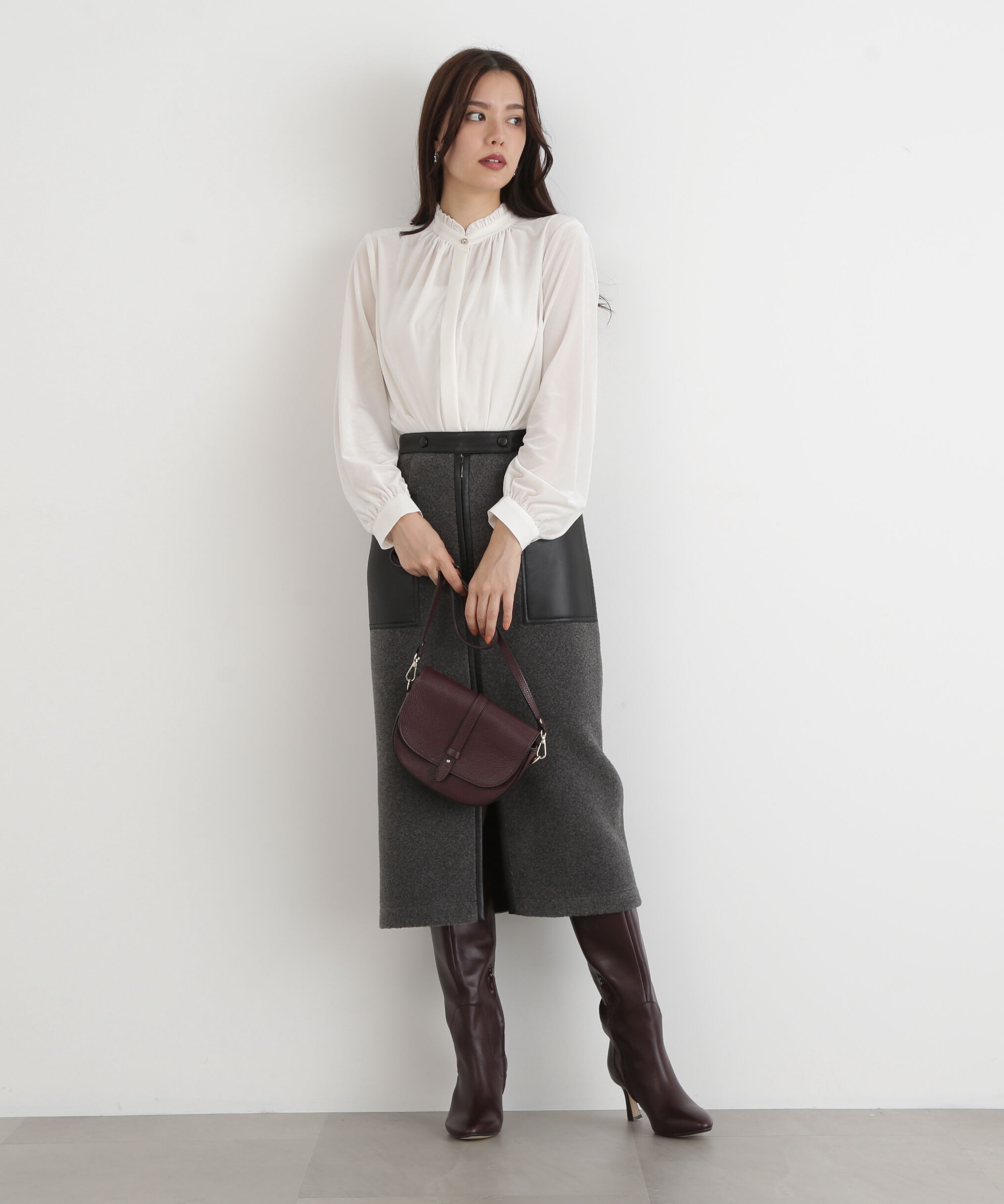  「◆ベルベットコンビギャザーブラウス」|シャツ・ブラウス|