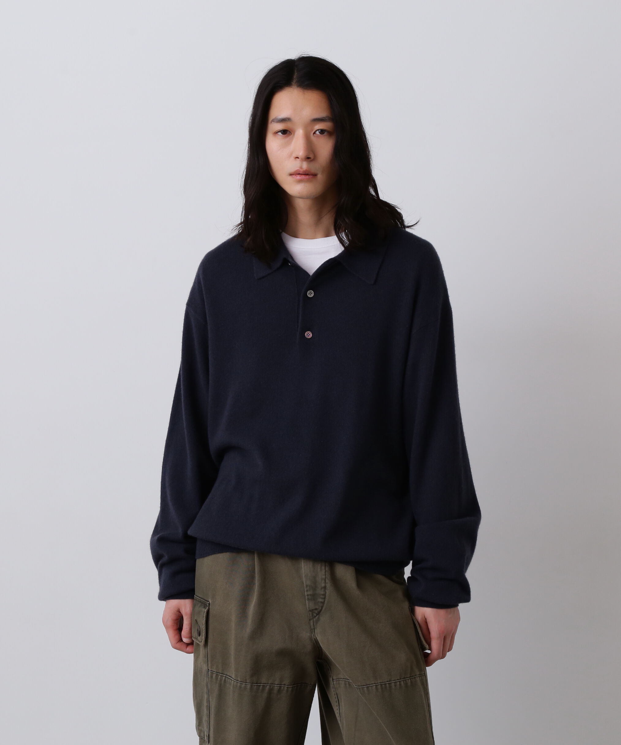 YLEVE 「YLEVE / CASHMERE KNIT POLO」|ニット・セーター|ブルー