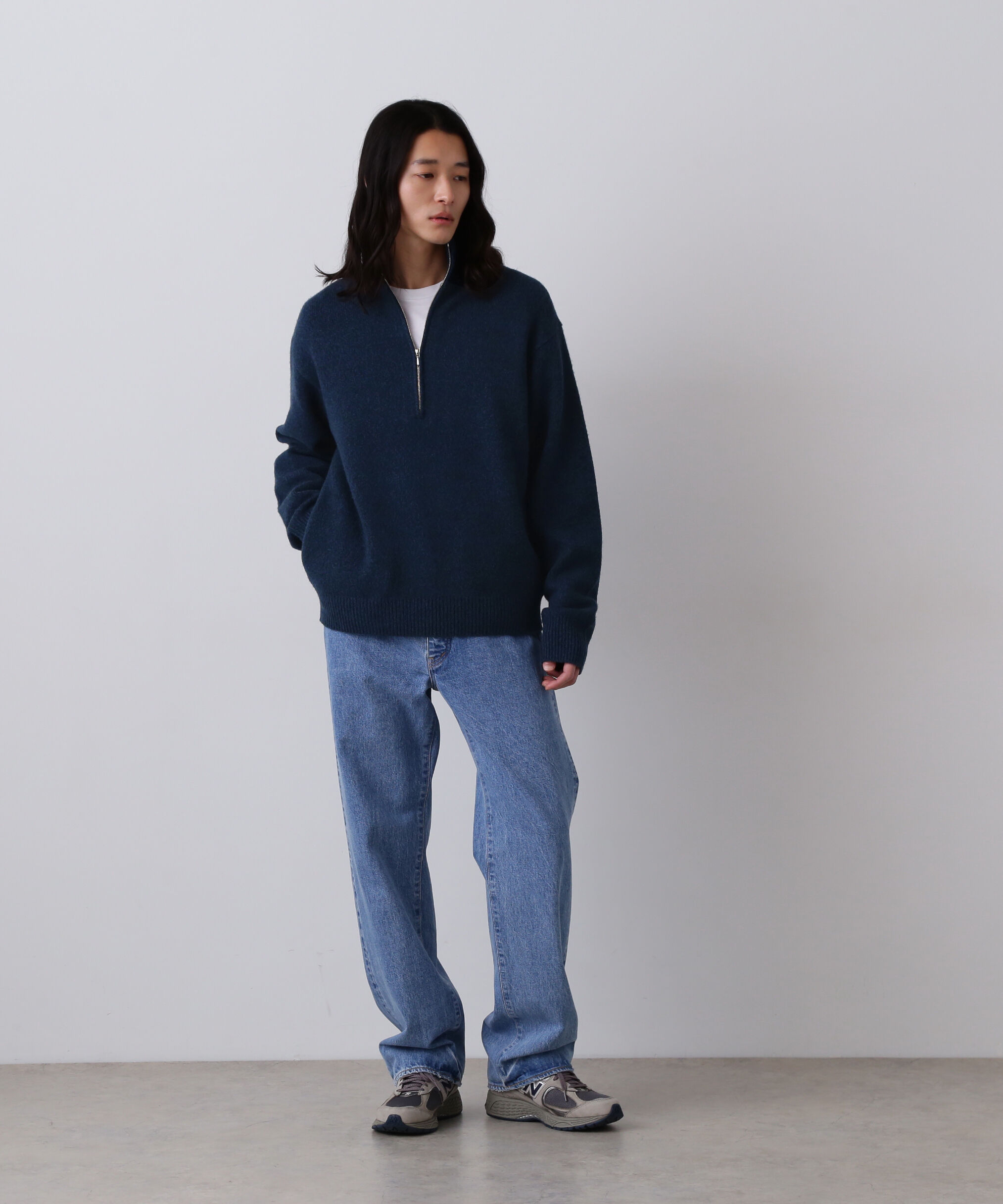YLEVE 「YLEVE / WOOL CASHMERE MELANGE KNIT HALF ZIP PULL OVER」|ニット・セーター|
