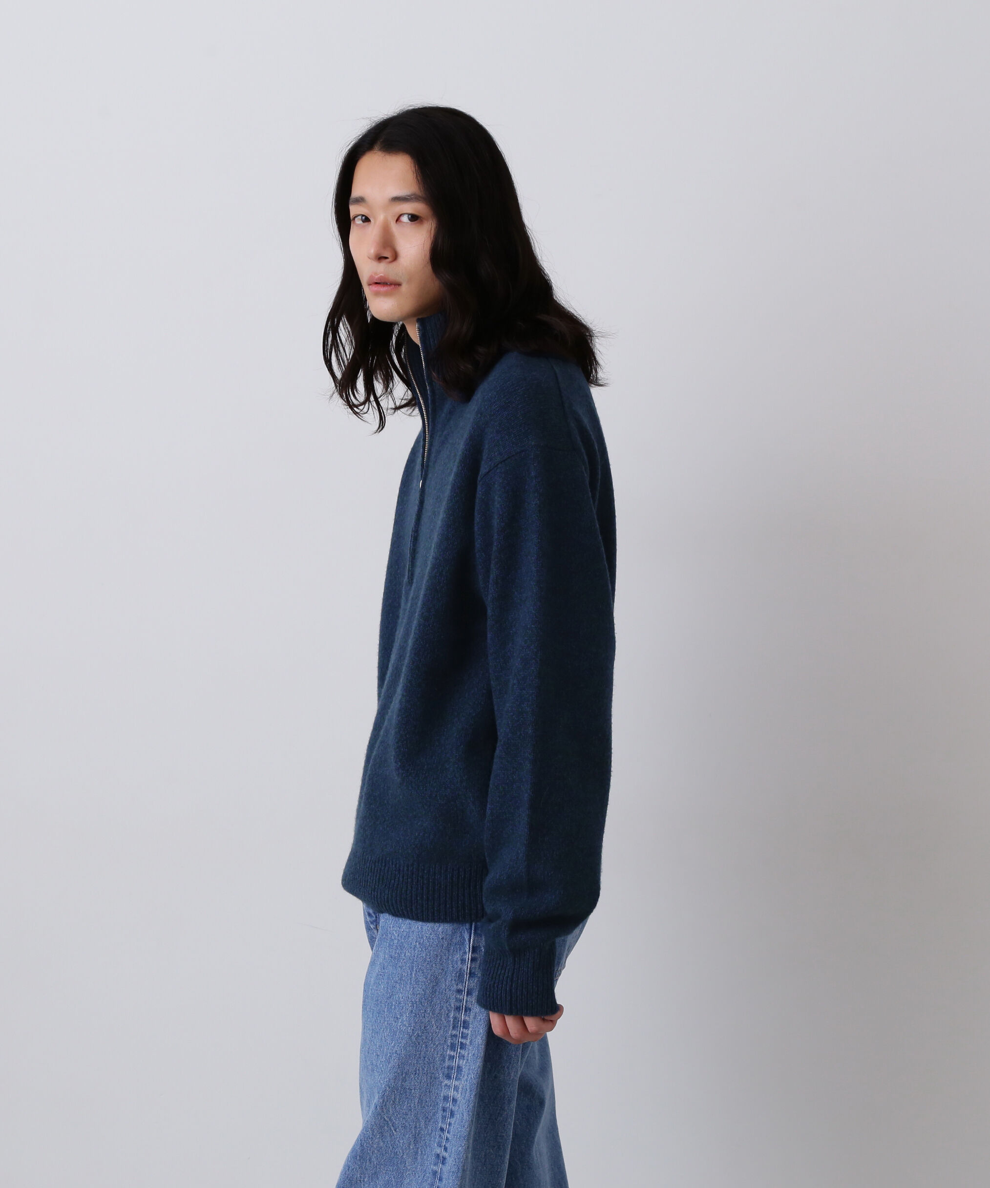 YLEVE 「YLEVE / WOOL CASHMERE MELANGE KNIT HALF ZIP PULL OVER」|ニット・セーター|