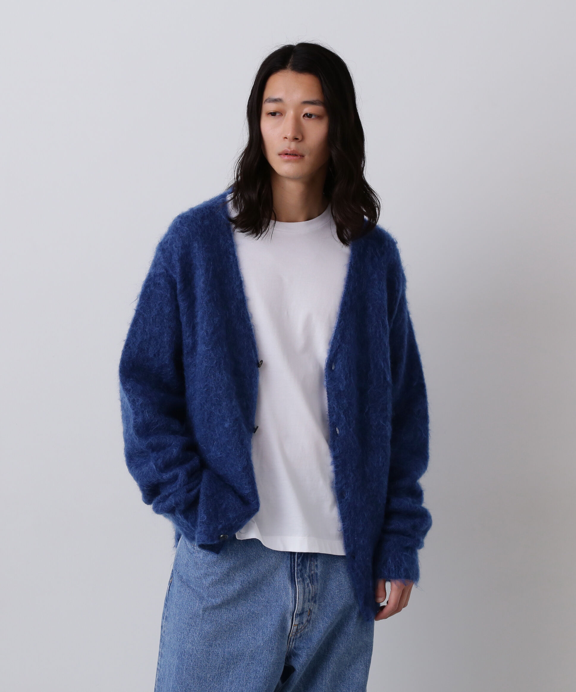 YLEVE 「YLEVE / MOHAIR NAPPING KNIT CARDIGAN」|ニット・セーター|ダークブルー