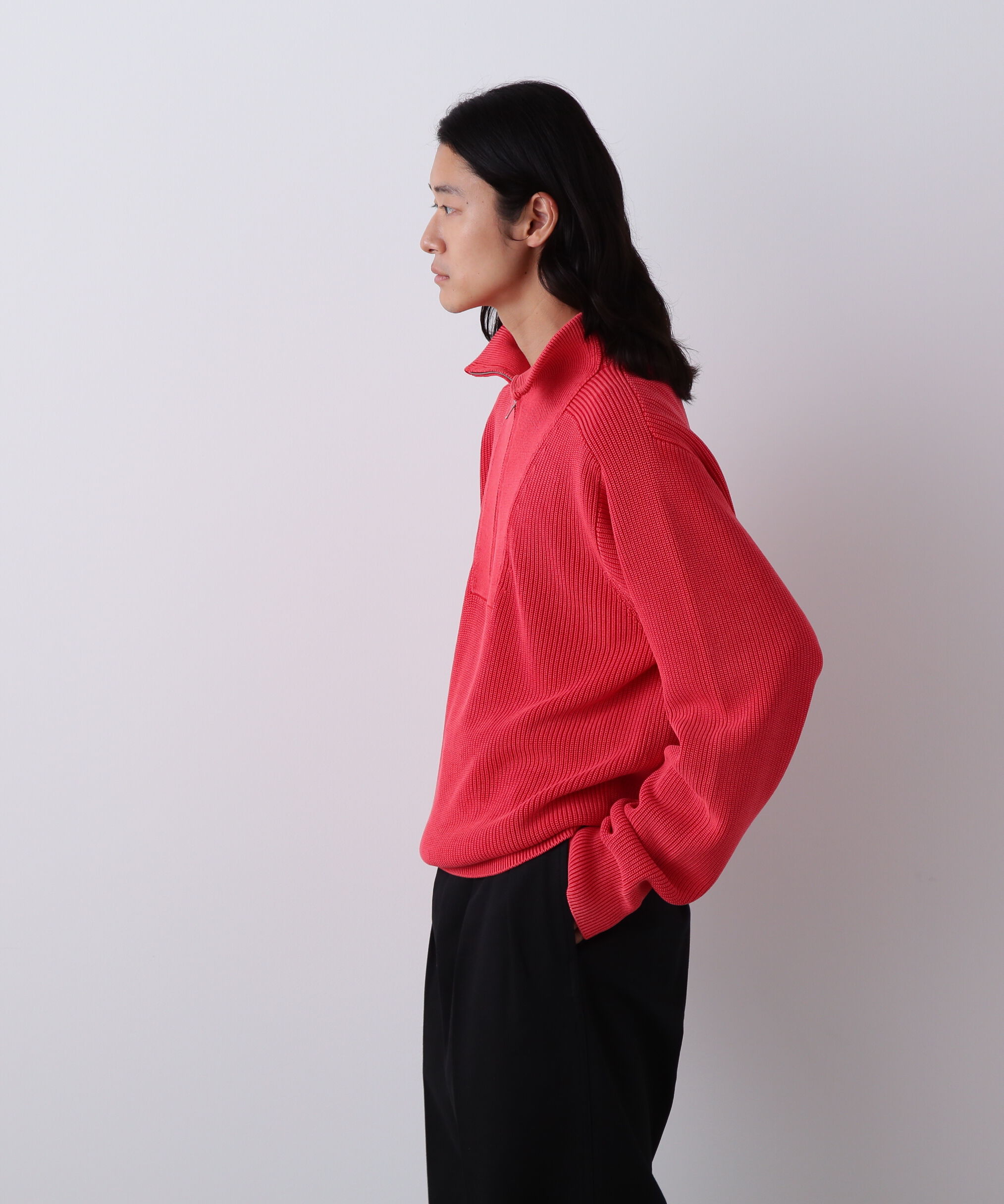 YLEVE 「YLEVE / FADED STONEWASH KNIT ZIP PULLOVER」|ニット・セーター|