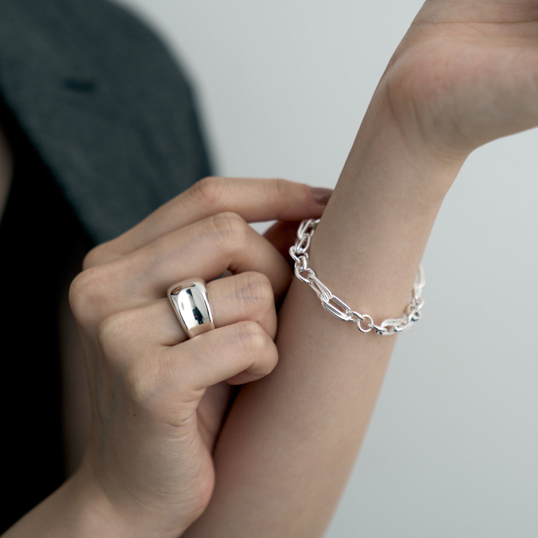 COCOSHNIK ONKITSCH「シルバー ミックスチェーン ダブルリンクブレスレット」|ブレスレット・バングル|