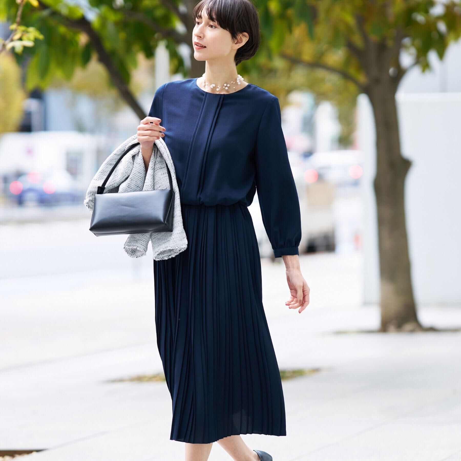 Dessin「ジョーゼットワンピース」|ワンピース|ネイビー(094)