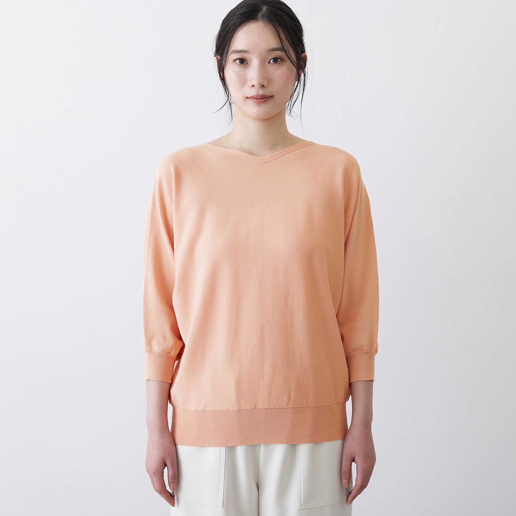 Dessin「【洗える】後ろボタンニットプルオーバー七分袖」|ニット・セーター|