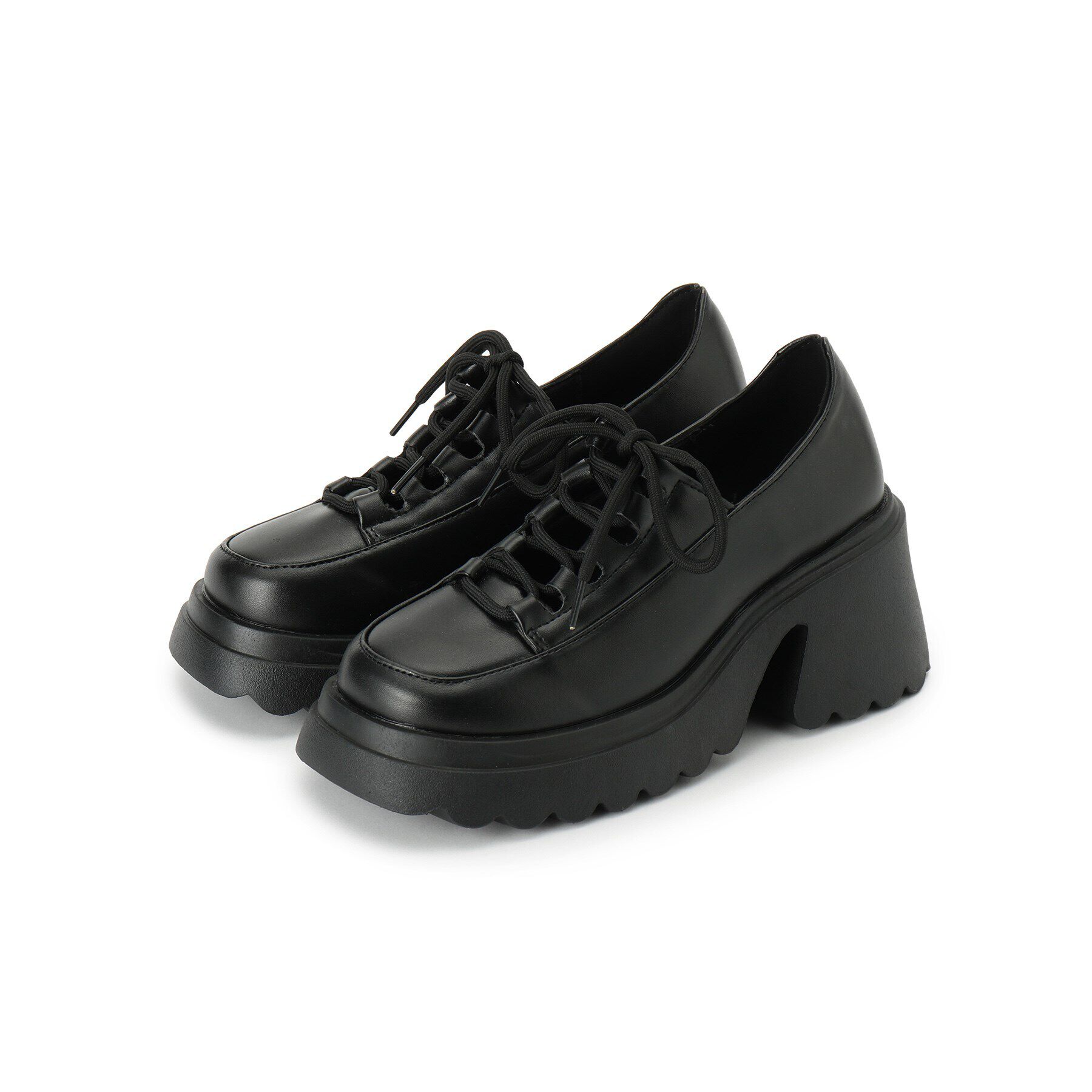 csT&P「厚底 レースアップパンプス」|パンプス|スムースブラック(0