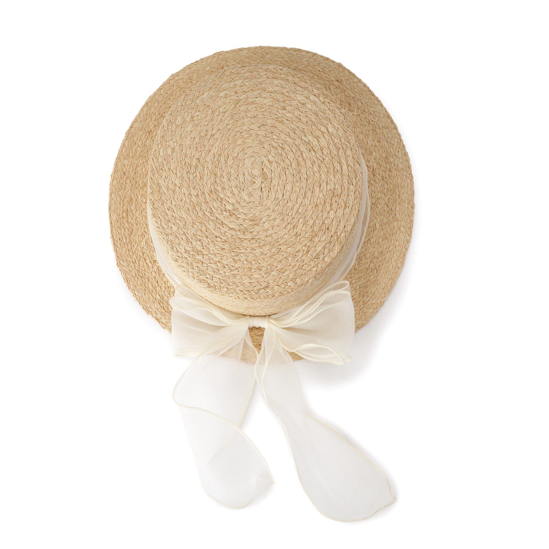 Grandedge「カンカン帽オーガンジーリボン」|ハット|