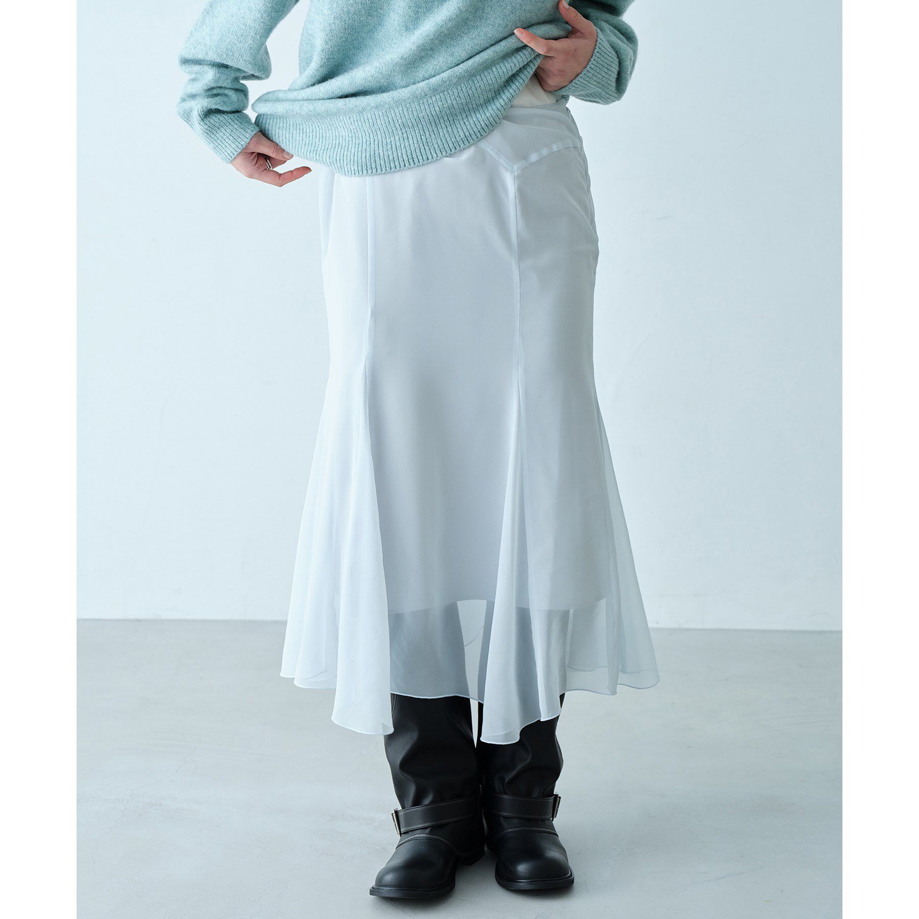 CODE A「sheer fit skirt」|スカート|サックスブルー(09
