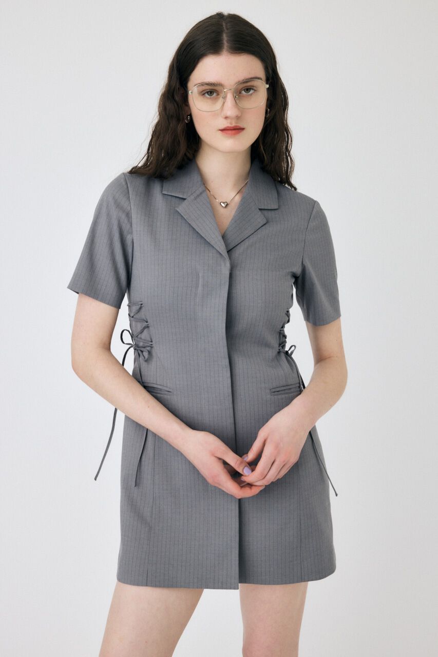 MOUSSY「LACE UP TAILORED ドレス」|ワンピース|柄GRY5