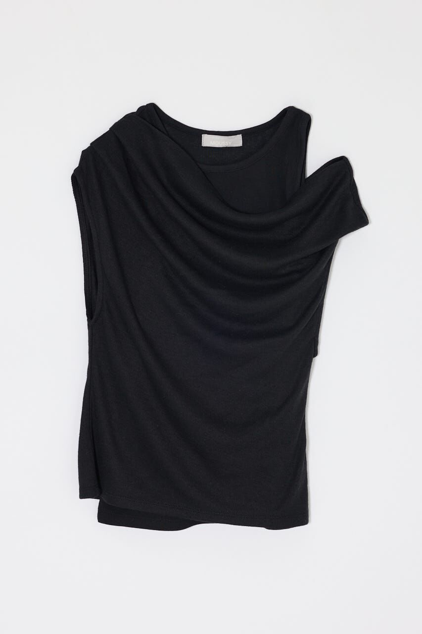 MOUSSY「LAYERED OFF SHOULDER トップス」|Tシャツ・カットソー|BLK