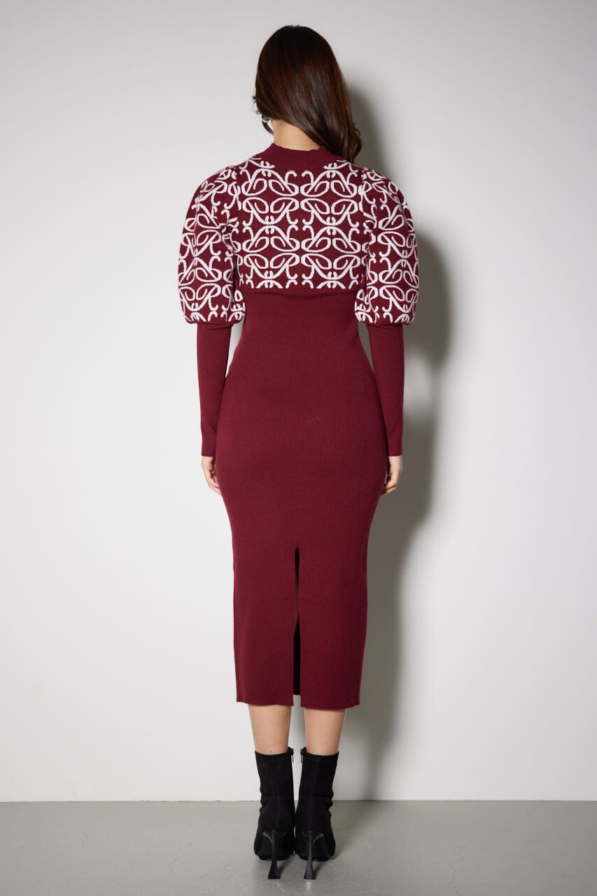 rienda「ロゴジャガードニットタイトワンピース」|ワンピース|