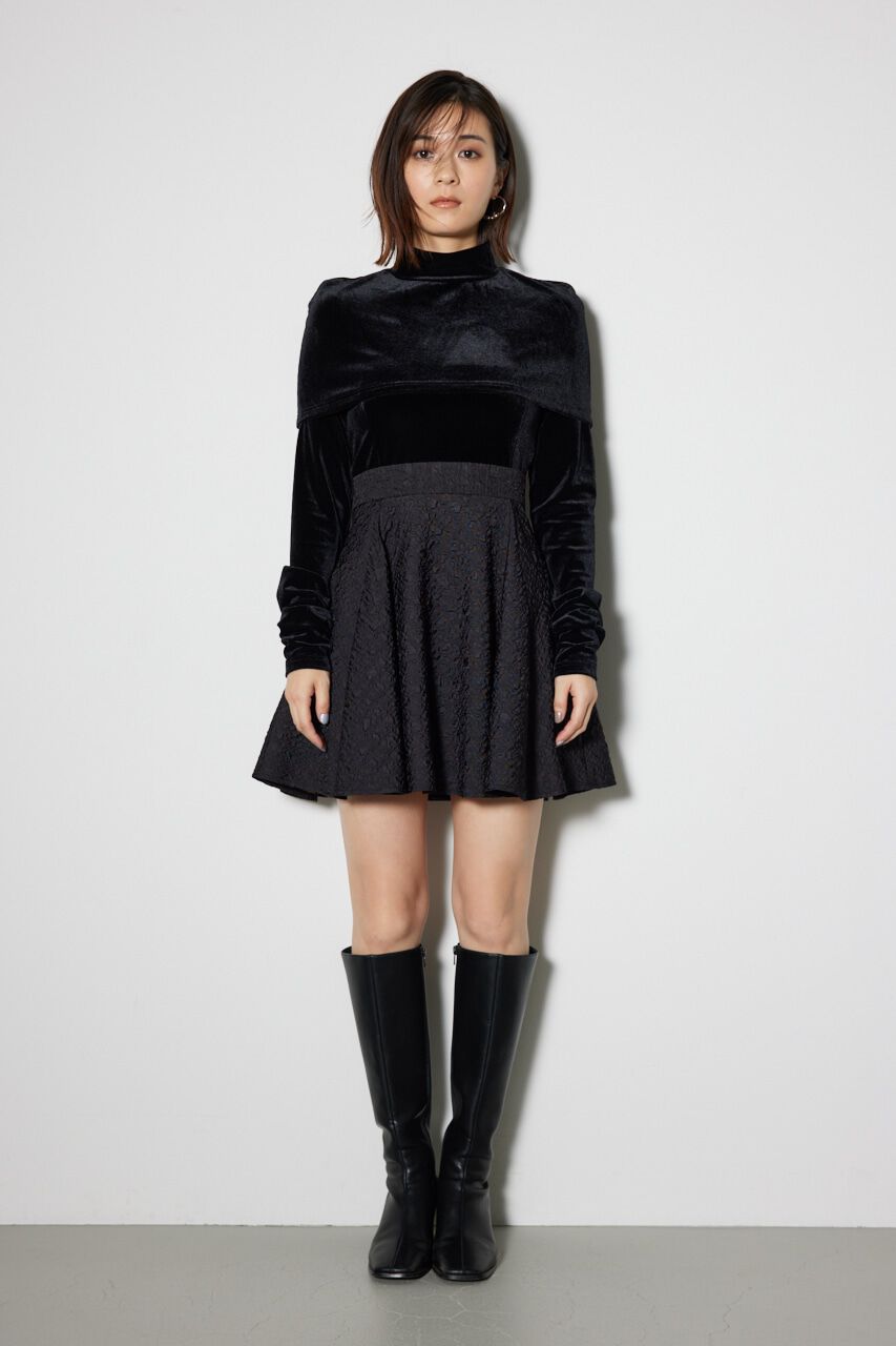 rienda「2WAYベロアフレアミニワンピース」|ワンピース|